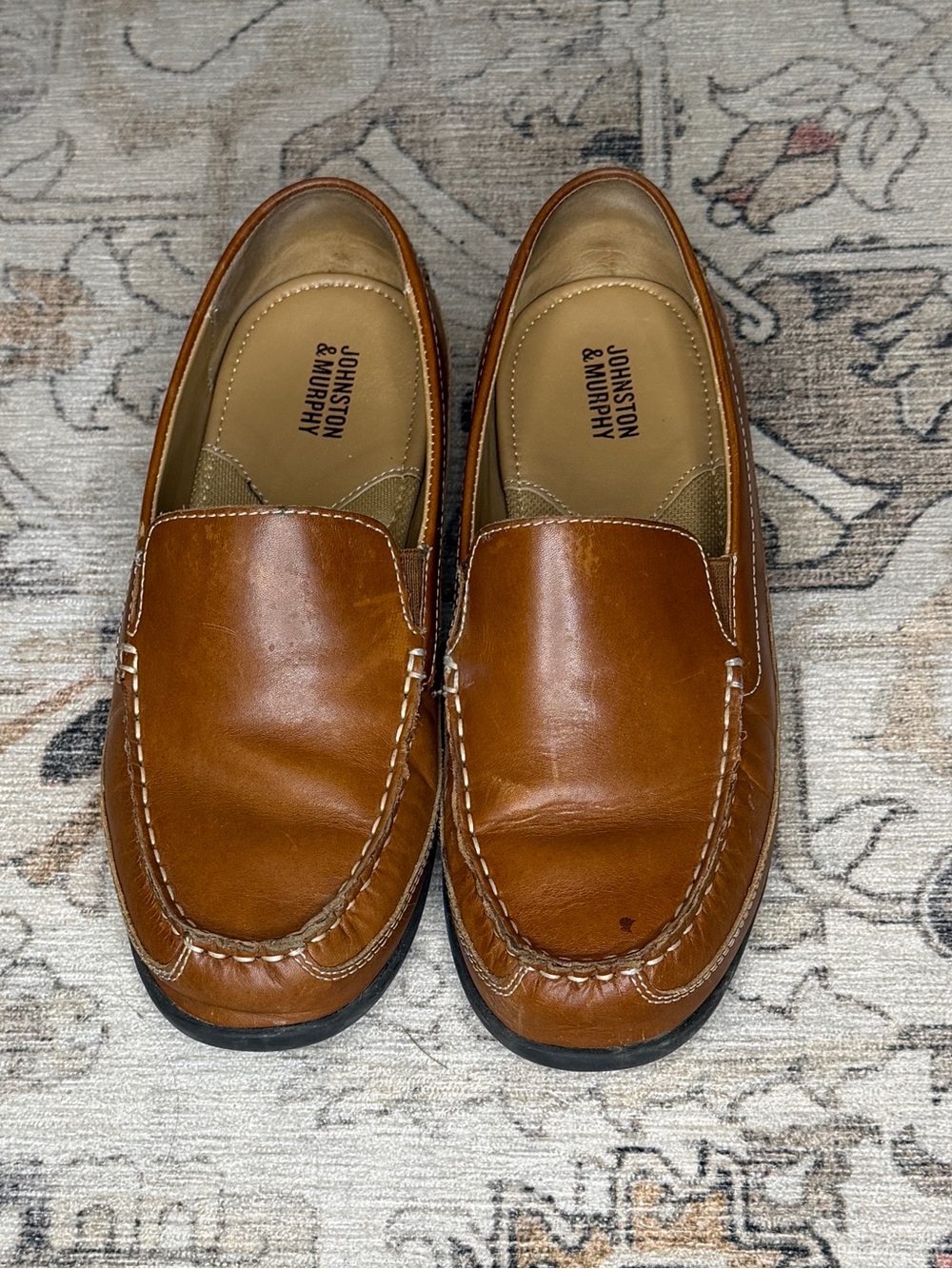 Johnston & Murphy Boys Brown Leather Slip-On Loafers